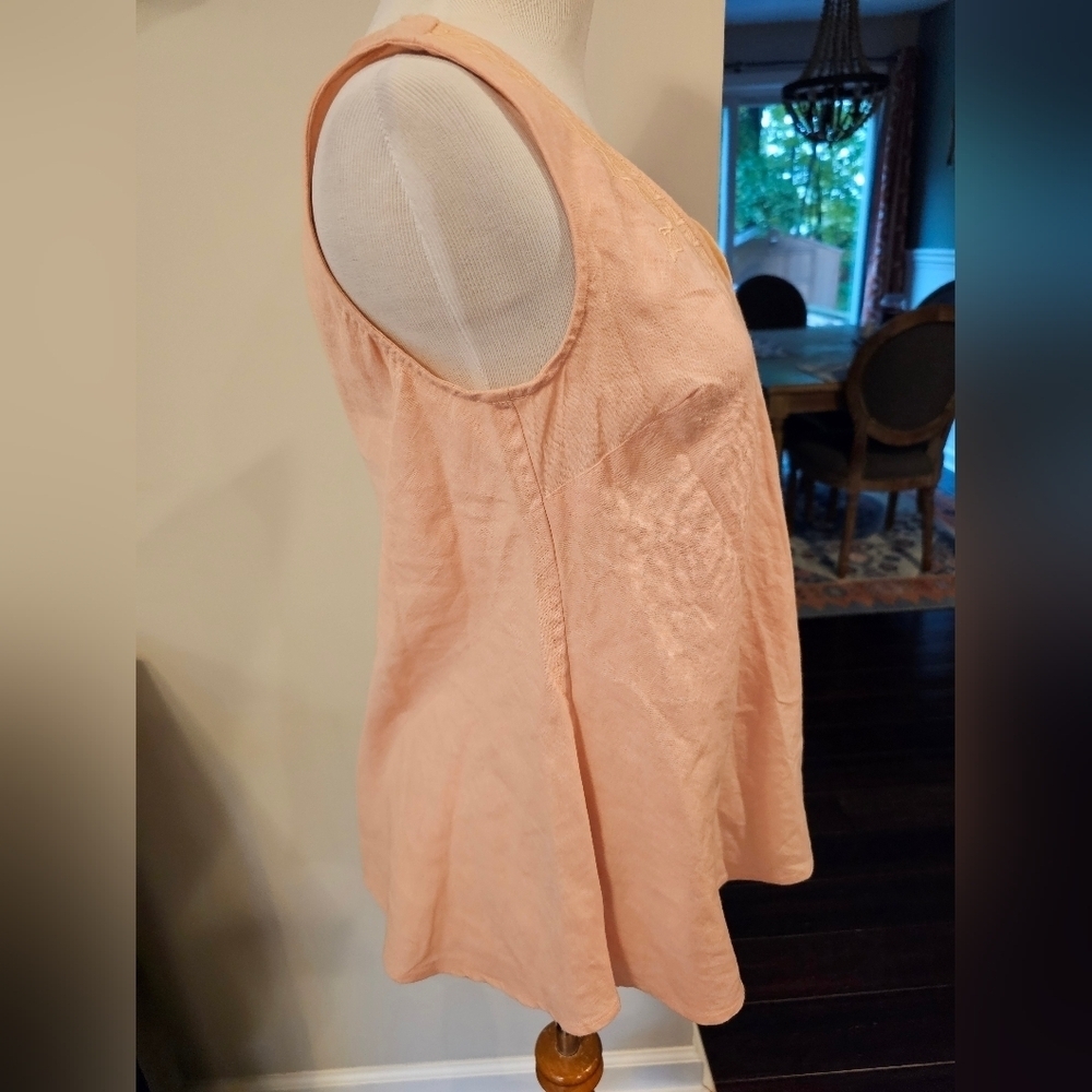 Peruvian Connection Size XS Petal Provence Tank Linen Blend Embroidered NWT - Picture 4 of 11